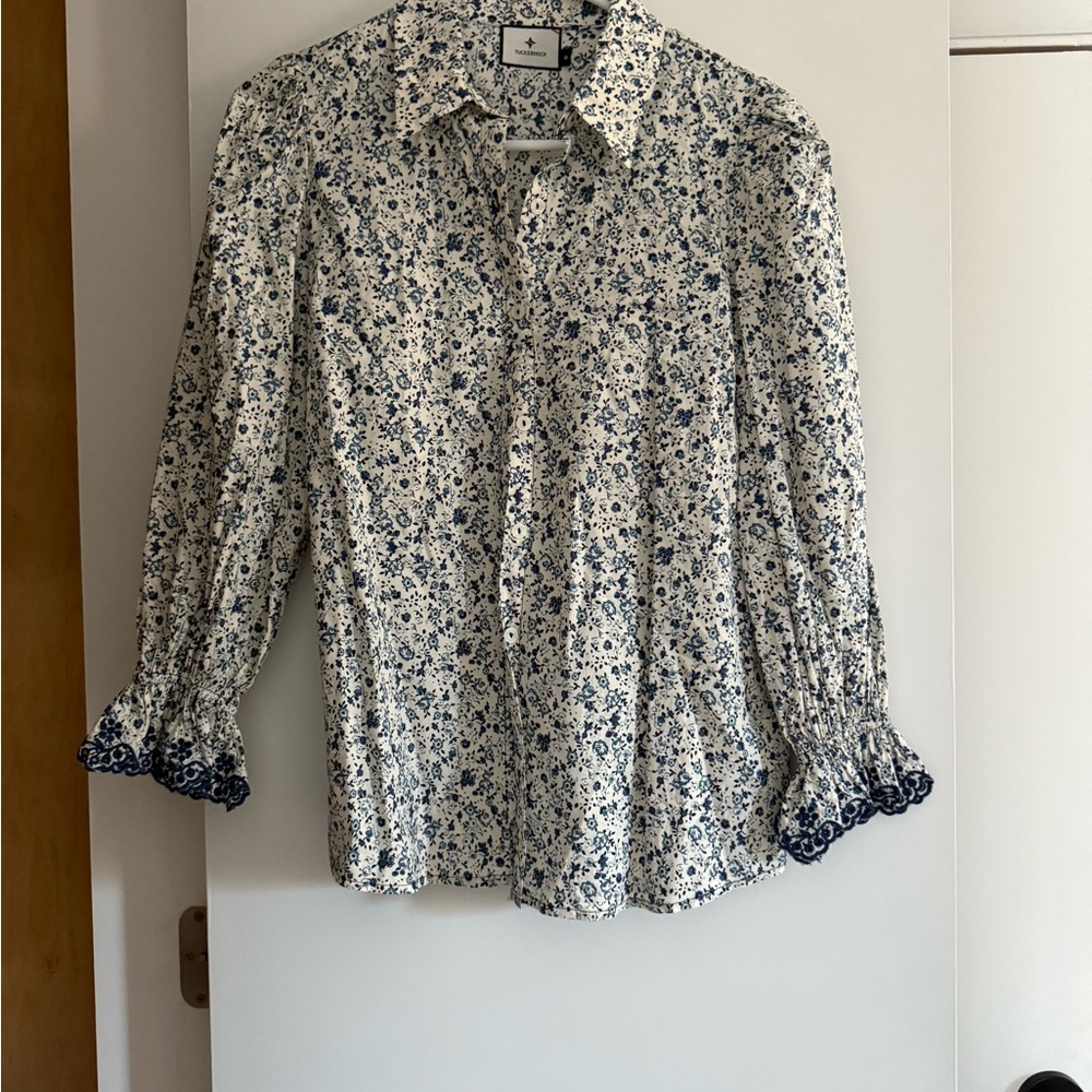 Tuckernuck Blue and White Floral Blouse